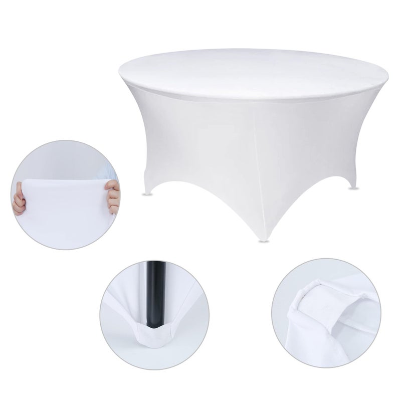 GFCC 5FT White Round Stretch Tablecloth 60 Inch Spandex Tablecloth Elastic Table Cover for Wedding Party Restaurant Fitted Table Cloth - Image 5